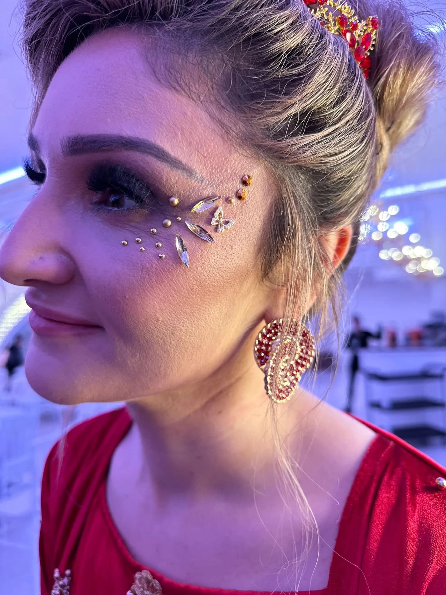 Feestclown strass-steentjes impressie 4